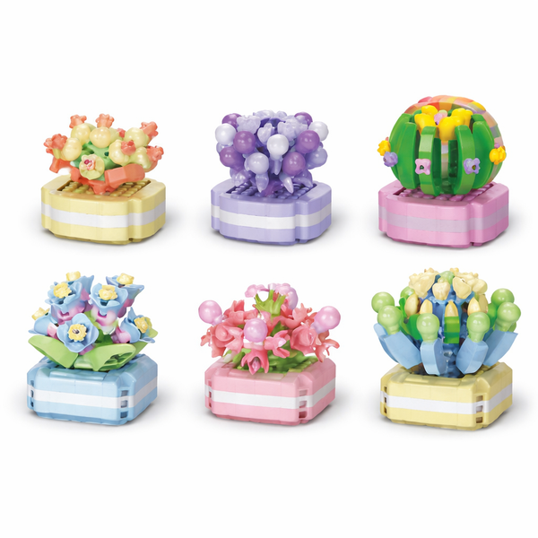 6 Piece - Building Blocks Flower Pot Kit - Multicolor