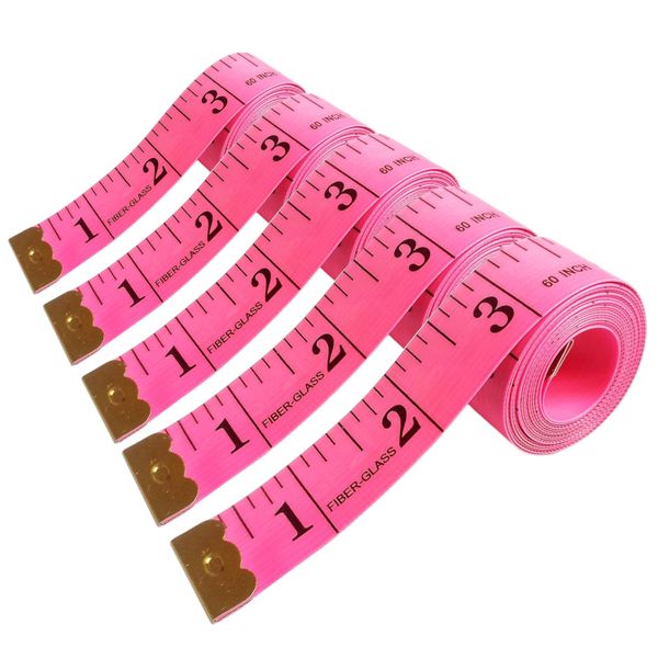 5 Piece - Soft &amp; Flexible Measurng Tape With Double-Scale Design - Pink