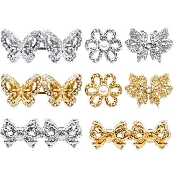 8 Set Butterfly Jeans Waist Tightener Buttons Pins No Sewing Zinc Alloy