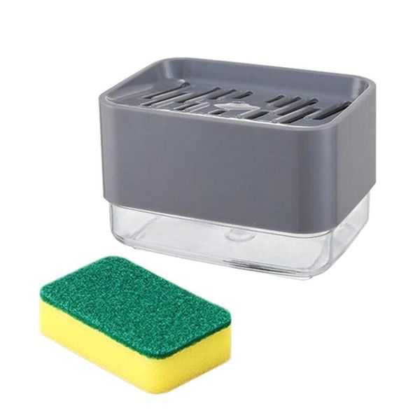 2 in 1 Soap Dispenser &amp; Sponge Holder - Grey