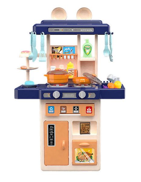 Olive Tree - Toy Kitchen Set 42 Pieces with Smoke &amp; Sound Simulation - Blue