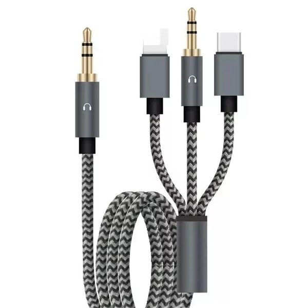 3-in-1 3.5mm to Lightning &amp; USB-C Audio Adapter Cable | 1.2m