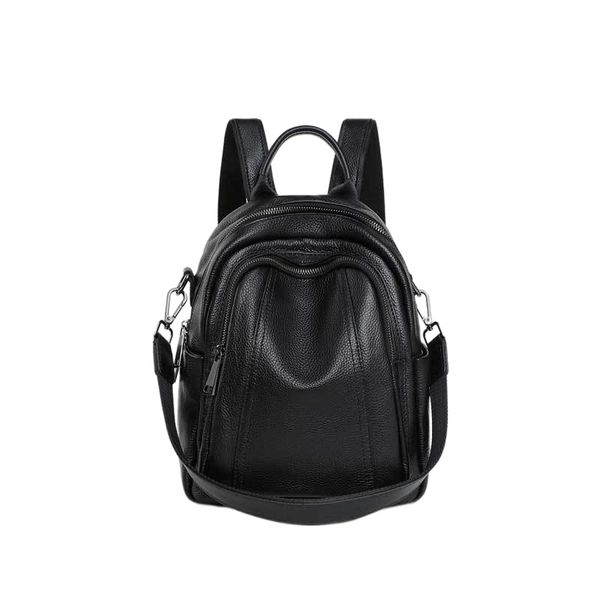 Soft PU Leather Youth Medium Backpack Shouder Travel Bag with Pendant -4