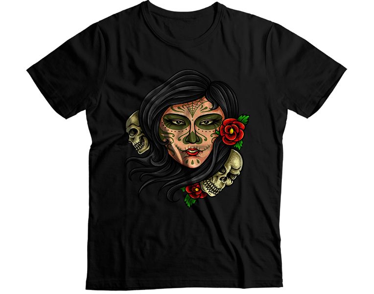 Woman Skull Face T-Shirt