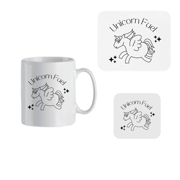 Mug, Coaster and Mouse Pad Combo - Unicorn Fuel