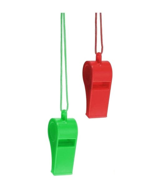 Plastic Sport &amp; Survival Whistle Pack of 2 - Red/Green