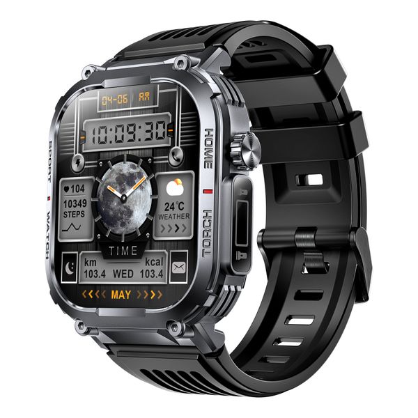 Military Smart Watch for Men 3ATM Waterproof with Call/LED Flashlight 2.02
