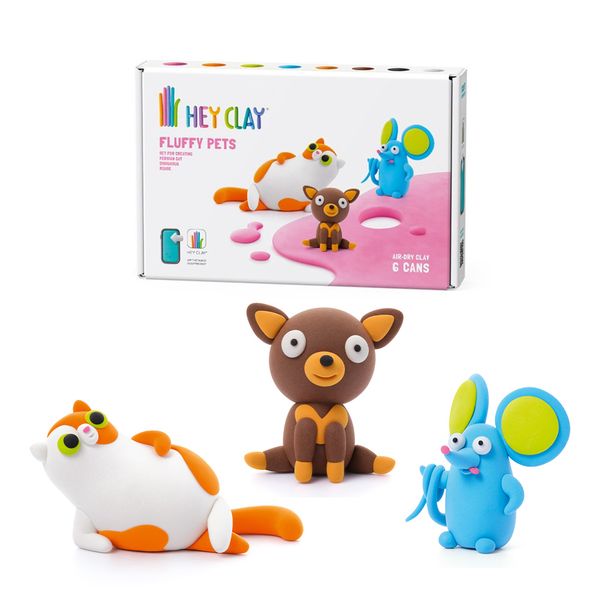 Hey Clay: Modelling Air-Dry Clay with Interactive App - Fluffy Pets, 6 Cans