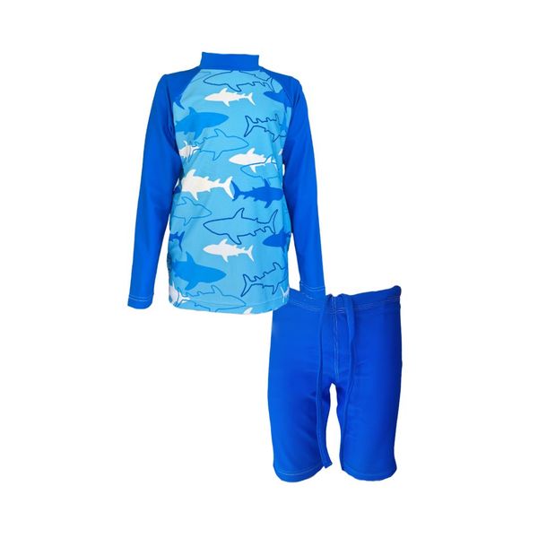 Kids Swim Two Piece Set: Arm Neck Cover Sharks