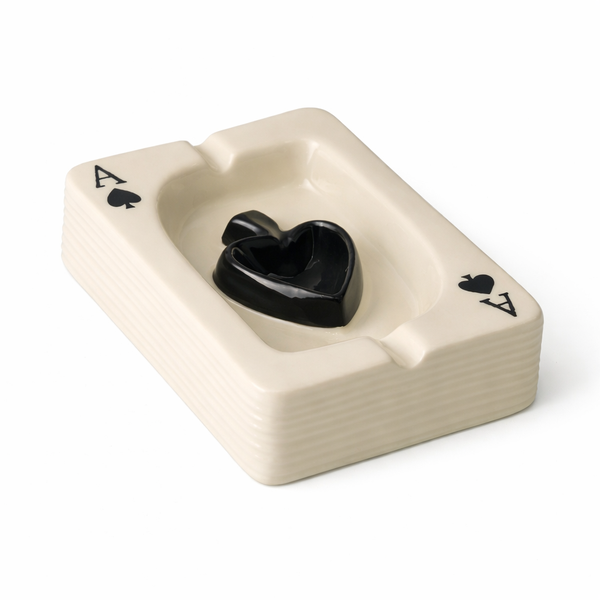 Ceramic Poker Ashtray - White