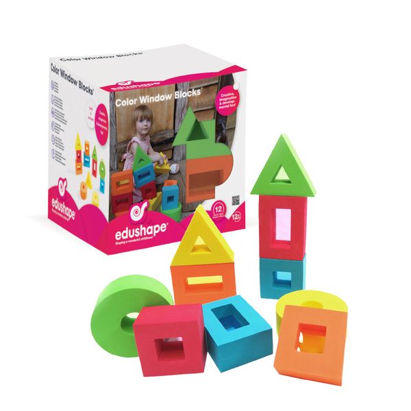 edushape Colour Window Blocks - Soft Building Blocks for Toddlers - 12pcs