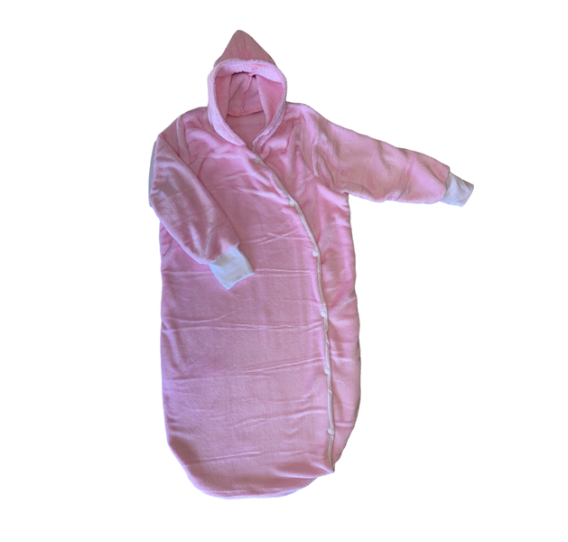 Sleeping Bag with Fold Over Mittens-Grey &amp; Black-Candy Pink