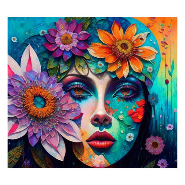 Canvas Wall Art Abstract Painting - Flowers Patchwork