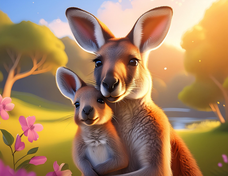 Rooted Art Kangaroo - Home Decor Wall Art (171)