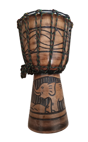 Djembe Drum Tribal Elephant Carved 30cm x 16cm
