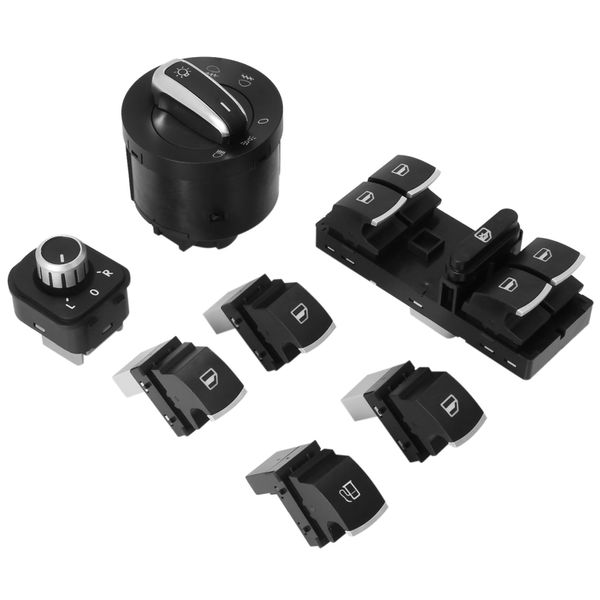 7 Pc Window Fuel Gas Switch Set for Golf Mk 5 6 Compatible with Universal