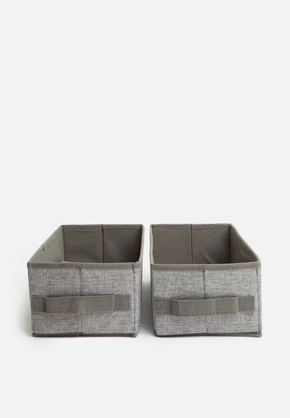 Rectangular Storage Box Set of 2 - Dark Grey
