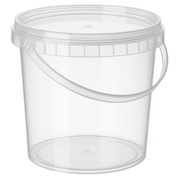 10 Litre Bucket with Handle and Lid - Transparent - 5 Pack