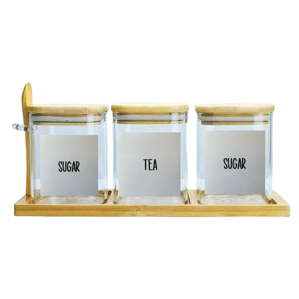 Glass and Bamboo Tea &amp; Coffee Set