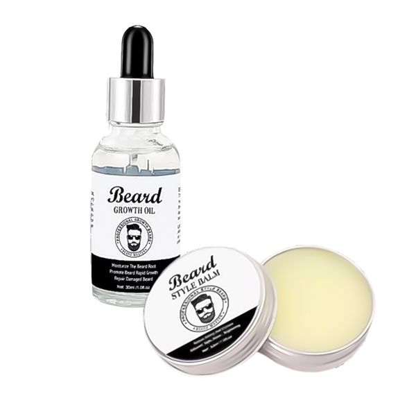 Beard Growth Oil and Beard Styling Balm Set