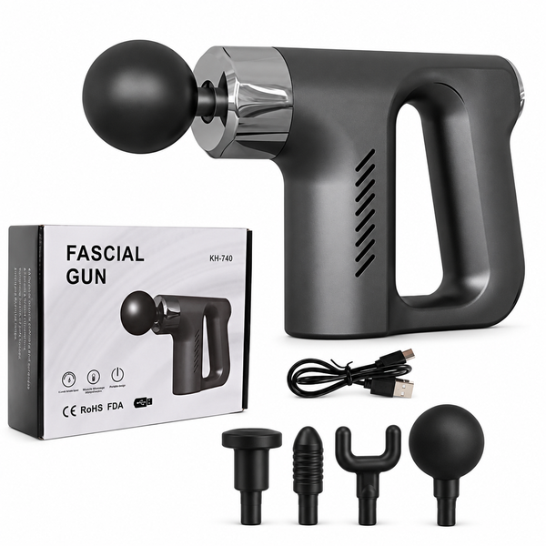 Massage Gun with Smart Control Chip, 4 Heads &amp; Quiet Deep Muscle Relief