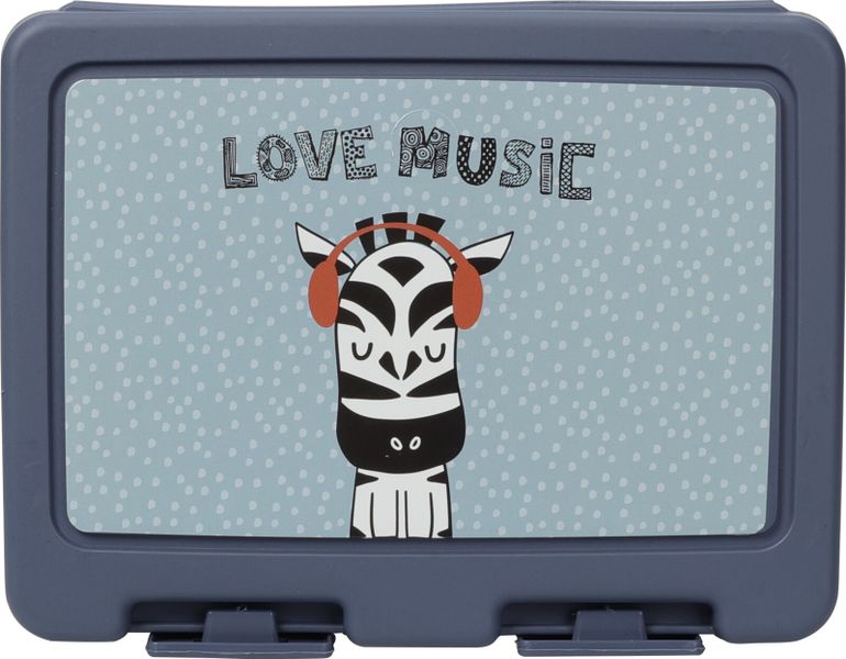 Zebra Design PP Lunch Box with Spork and Divider - 180 x 135 x 75mm