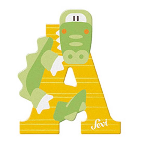 Sevi Wooden Letter A Alligator 10cm - Yellow
