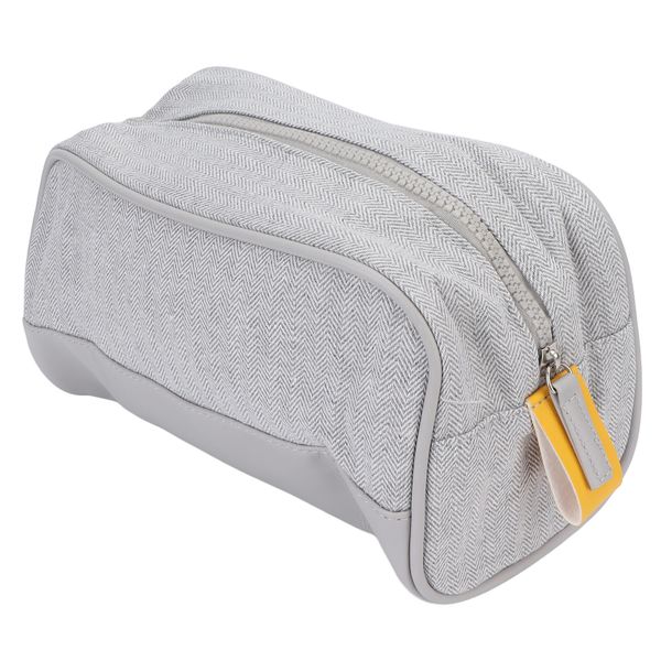 Makeup Storage Bag PU Leather Cotton Linen Zipper Closure for Travel Use
