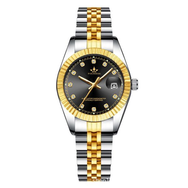 Luxury Gold Magnifying Glass Calendar All Gold Men's Night Light Watch Men