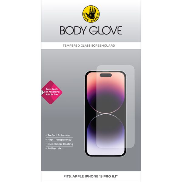 Body Glove iPhone 15 PRO Tempered Glass Screen Protector - Clear
