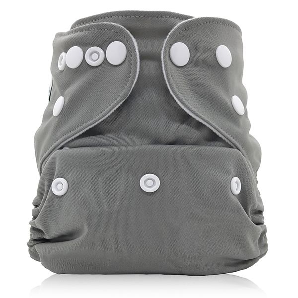 Bamboo Baby Pocket Nappy with Snap waist - Grey