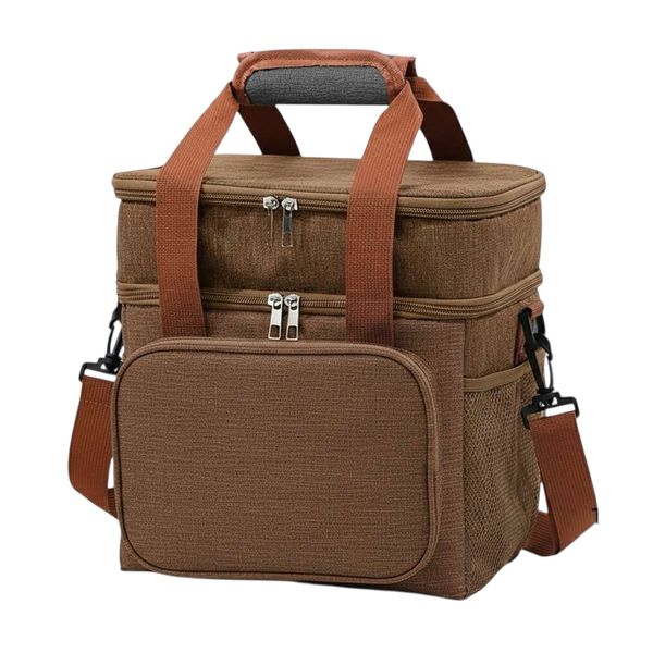 Bt028-Double Waterproof Hot or Cold Lunch Cooler Bag with Strap-Brown
