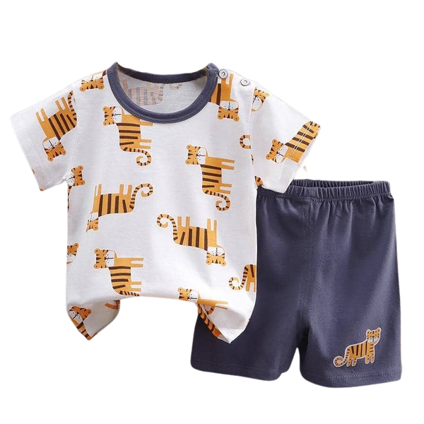 Boys Short Sleeve Summer Pyjamas - Tiger