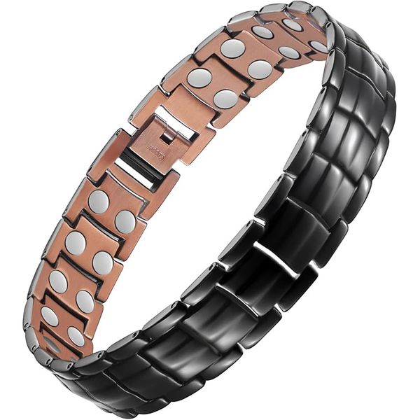 Feraco Men's 99.99% Pure Copper Magnetic Bracelet, Adjustable, Durable Gift