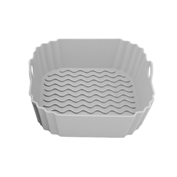 1 Pack-Reusable Silicone Air Fryer Mould with Handles-Grey