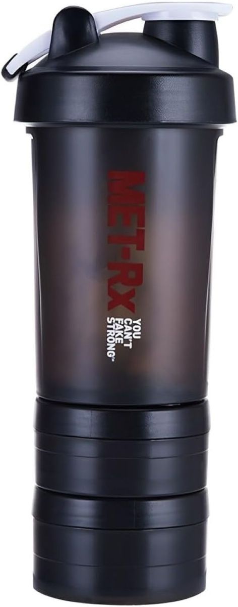 3 Layer Protein Shaker Bottle with Pill and Protein Powder Storage