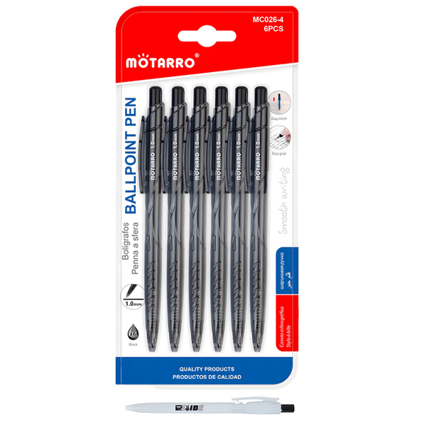 6Pcs Black Clicking Easy Grip Easy Hitch Ballpoint Pens With ReVibe Pen