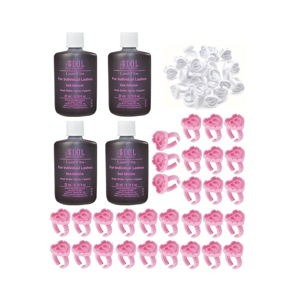 Lashtite Adhesives, Pink &amp; White Glue Rings