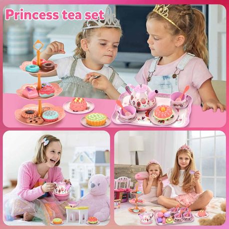 46 Piece Princess Tea Party Set Pretend Play Kitchen Toys For
