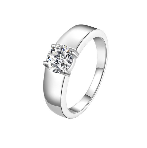 ZELTRYN Pure Silver S925 White Gold Men's Ring 0.5 Carat