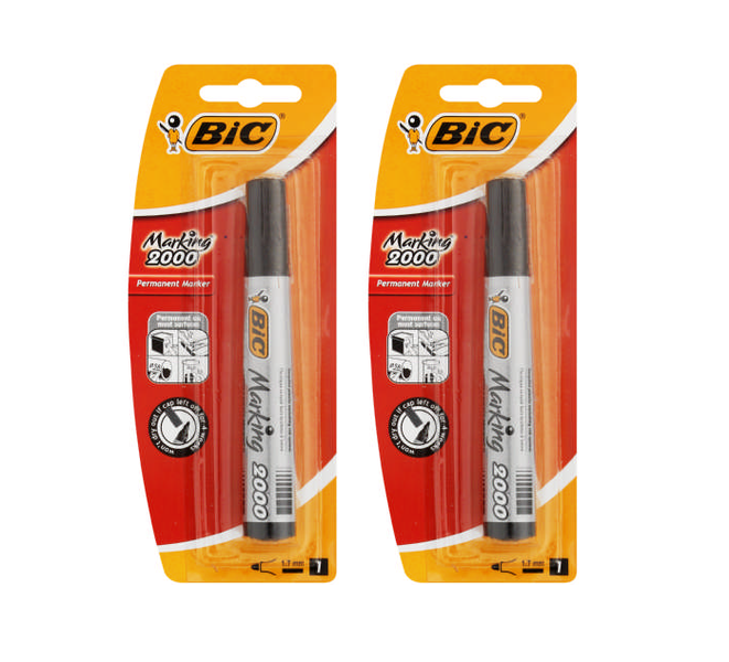 BIC 2000 Permanent Marker Bullet Point Black - Pack of 2