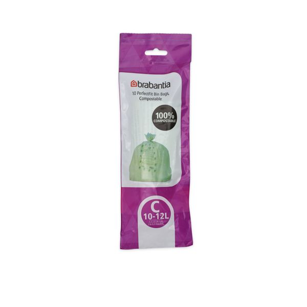 Brabantia - PerfectFit Compostable Bin Bags Code C 10-12L - 1 Roll 10 Bags