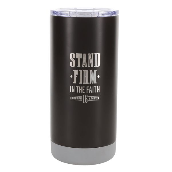 Large Stainless Steel Mug with Handle and Straw - Stand Firm in the Faith