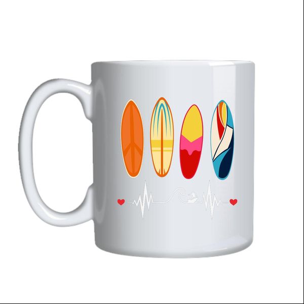 Surf Beat Coffee Mugs Trendy Surfing Lovers Graphic Cup Birthday Present037