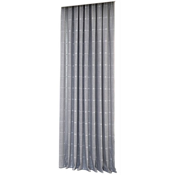 Matoc Readymade Curtain 500cmWx218cmH - Block Design - Taped - Lined - Grey
