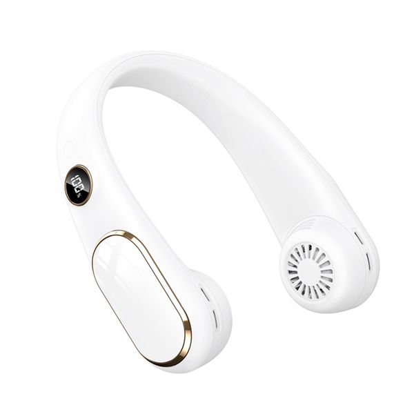 Neck Fan Digital Display Wearable White image