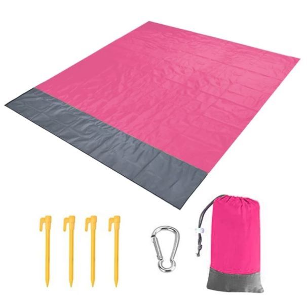 Portable Waterproof Beach Blanket Mat- Pink