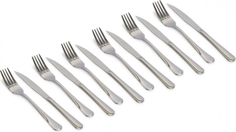 Stainless Steel Steak Knife and Fork Set 12 Pcs - FAZT