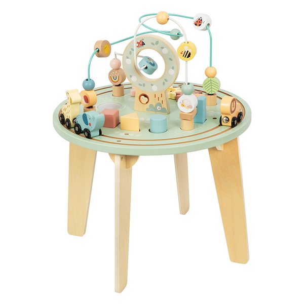 TookyToy - Wooden Activity Table with Bead Maze Shape Sorter