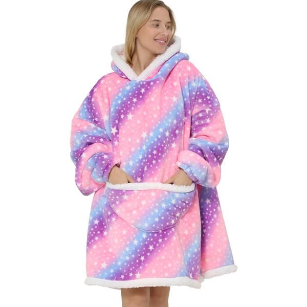 Iconix Pink and Purple Oversized Plush Blanket Hoodie Shop Today. Get